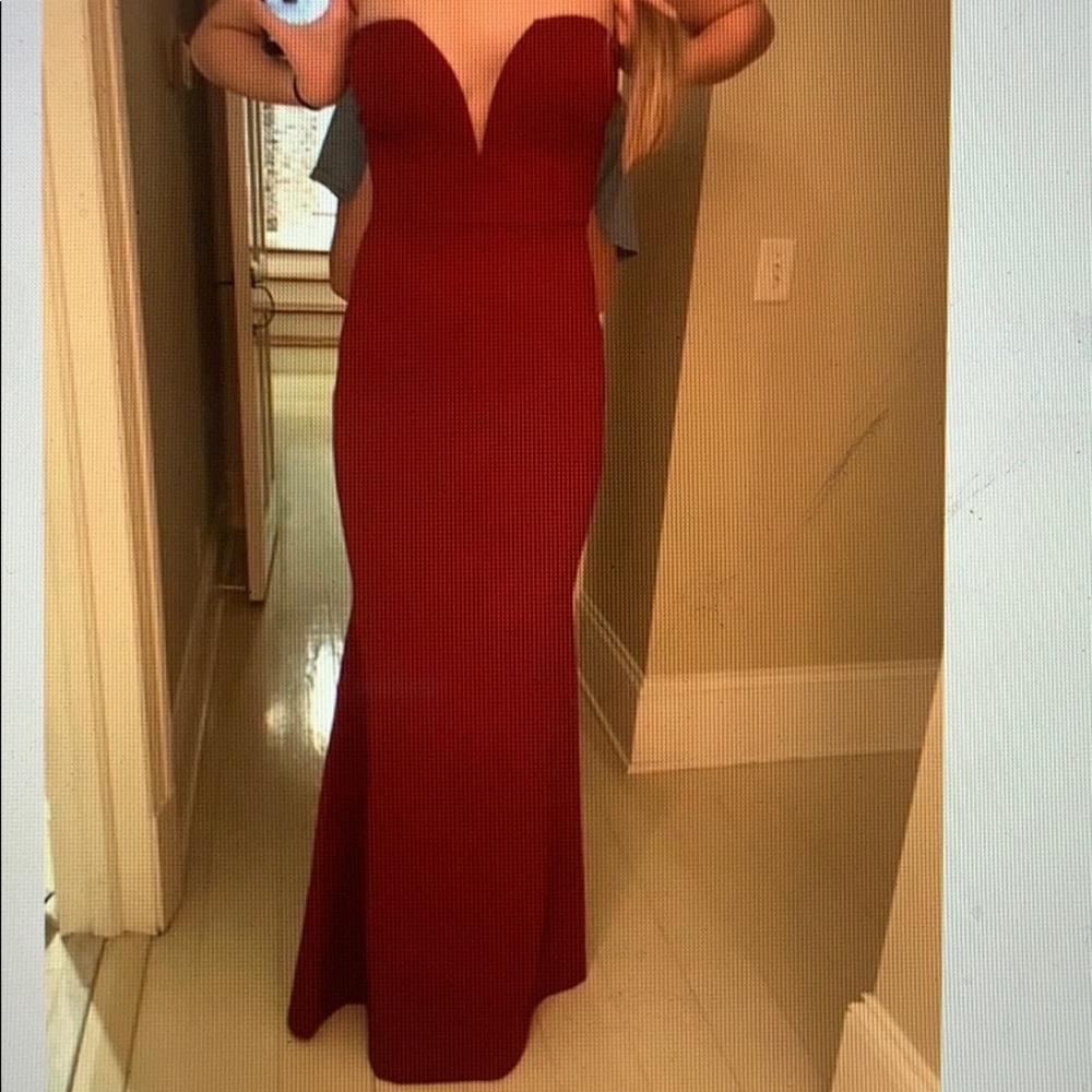 Strapless Burgundy Gown